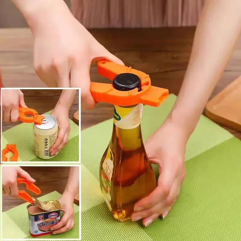 Multifunctional Bottle & Can Opener for Weak Hands - Ergonomic Gripper Tool for Seniors with Arthritis - Easy Open for Plastic Bottles & Pull Tab Cans