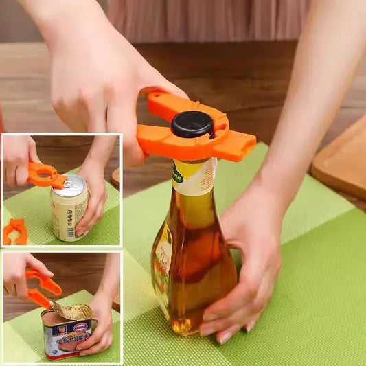Multifunctional Bottle & Can Opener for Weak Hands - Ergonomic Gripper Tool for Seniors with Arthritis - Easy Open for Plastic Bottles & Pull Tab Cans