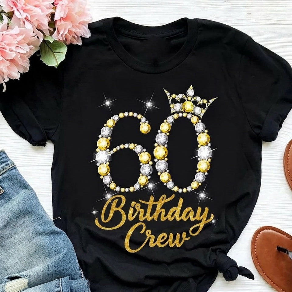 60th Birthday Crew Gold Diamond Tee
