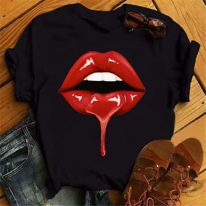 Red Lipstick Drip Graphic Tee