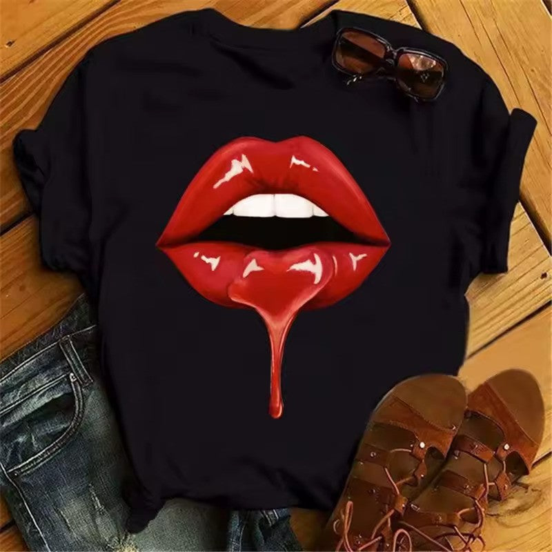 Red Lipstick Drip Graphic Tee