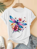 Vintage Dragonfly Floral Starry Sky Tee
