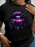 Purple Lips & Stars Graphic Tee