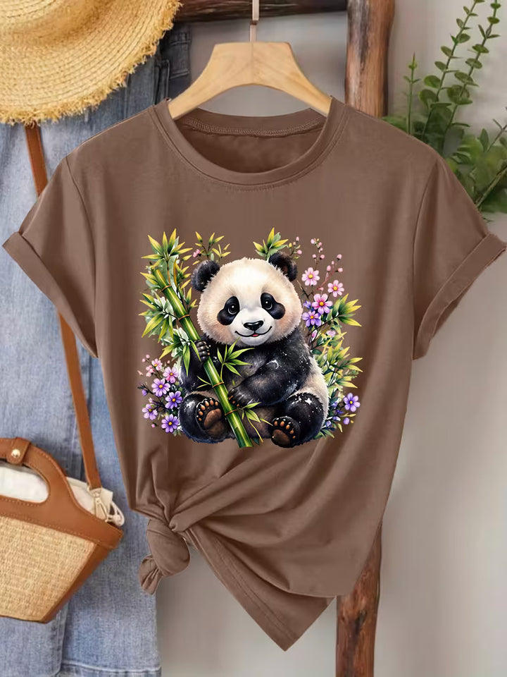 Panda Bamboo Floral National Style Tee