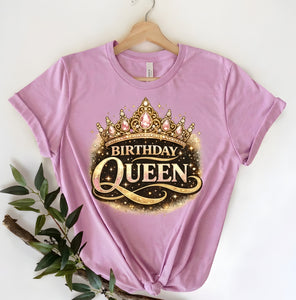 Ornate Gold Crown Birthday Queen Tee