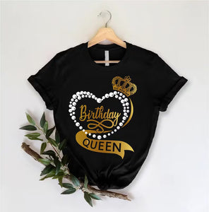 Heart Pearl Crown Birthday Queen Tee