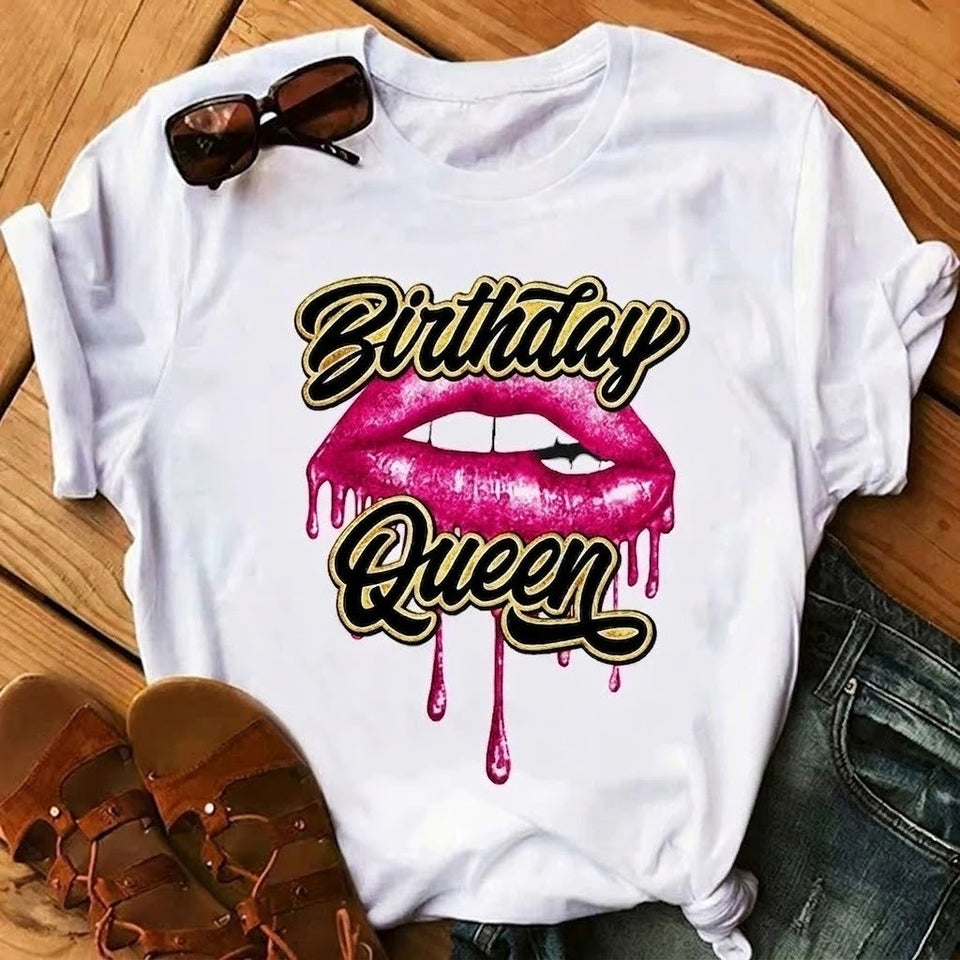 Birthday Queen Lips Pink Shirt