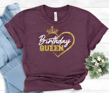 Birthday Queen Red Golden Heart Tee