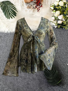 Tie-Up Bell Sleeve Top