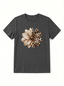 Floral & Leopard Print Casual Tee