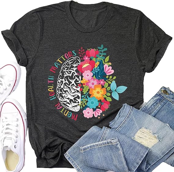 Awareness Mental Health Matters Brain Graphic Tee