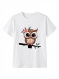 Cartoon Owl Print Casual Tee