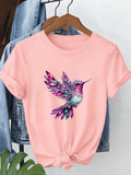 Faux Diamond Hummingbird Print Tee