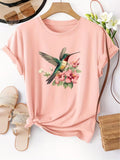 Hummingbird & Floral Retro Print Tee