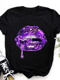 Purple Glitter Lips Graphic Tee