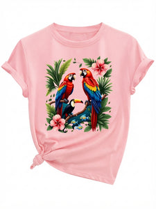 Tropical Parrot Toucan Print Tee