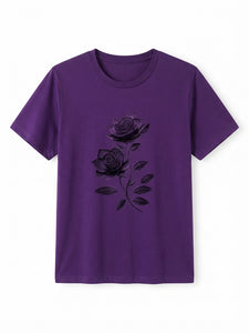 Purple Rose Graphic Crew Neck Tee