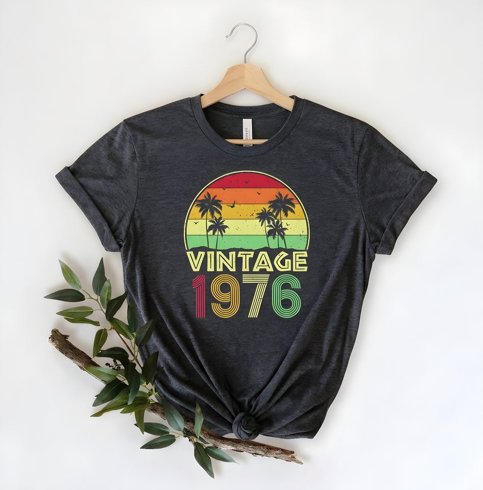 Vintage 1976 Palm Sunset Birthday Tee